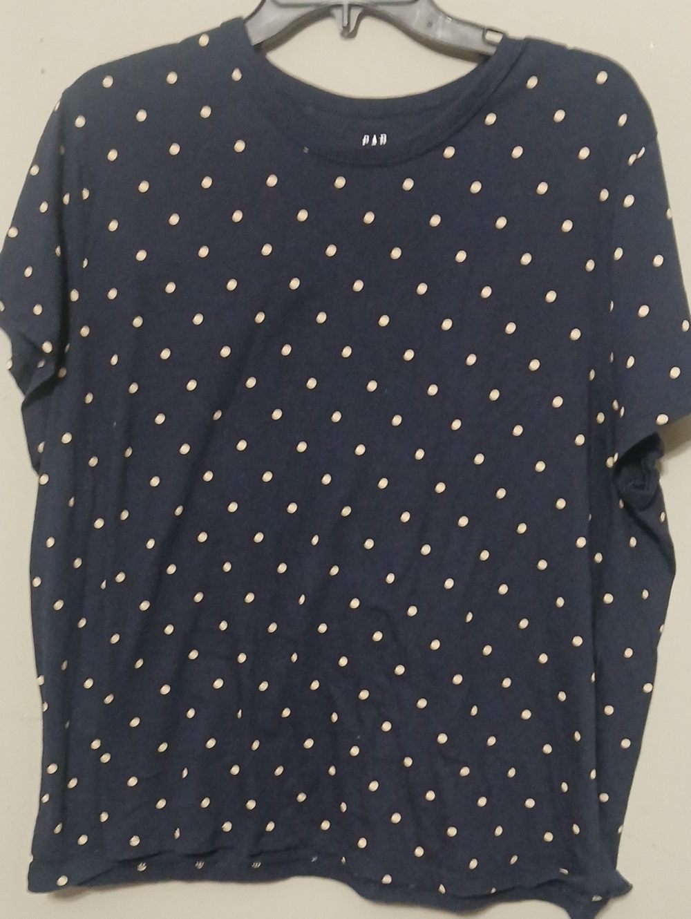 Womens Xxl GAP Navy Blue Tee with White Polka Dots